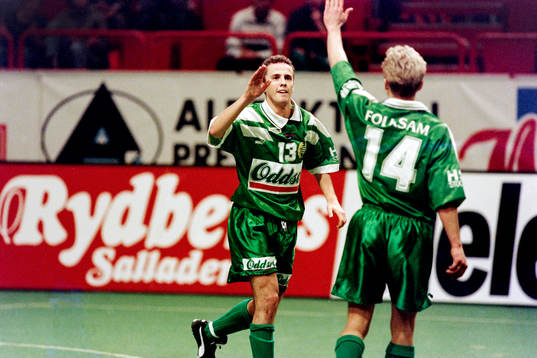Hammarbys Jens Gustafsson och Peter Thörnqvist jublar