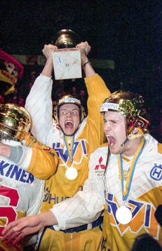 Jubel i HV71 när sm-guldet är klart