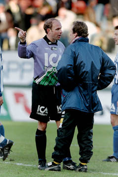 Thomas Ravelli, målvakt i Göteborg och Erik Hamrén,