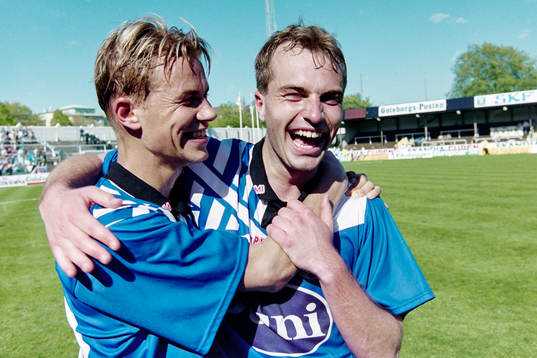 Niclas Alexandersson och Peter Vougt, Halmstad jublar