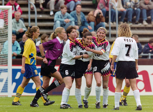 Maren Meinert, Bettina Wiegmann och Silvia Neid, Tyskland,