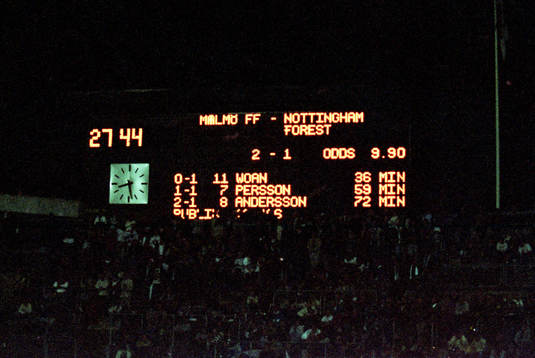 Resultattavlan på Malmö Stadion