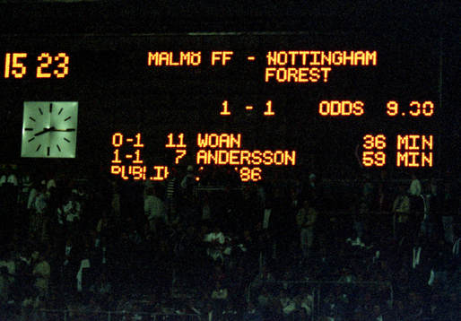 Resultattavlan på Malmö Stadion