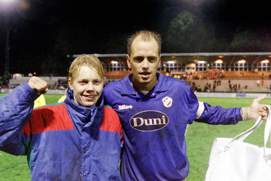 Halmstads målskyttar Robert Andersson och Tommy Andersson