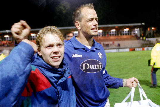 Halmstads målskyttar Robert Andersson och Tommy Andersson