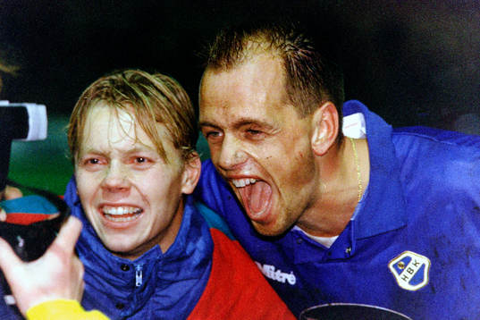 Halmstads målskyttar Robert Andersson och Tommy Andersson