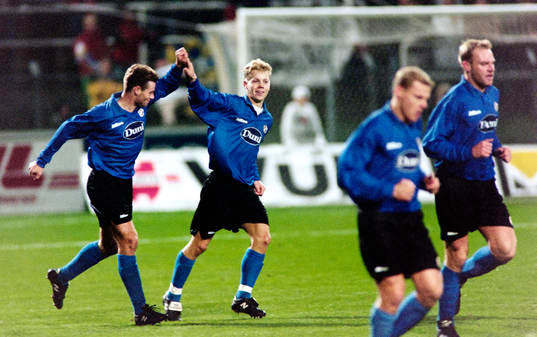 Niklas Gudmundsson och Robert Andersson, Halmstad jublar
