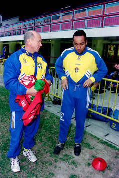 Tommy Svensson, förbundskapten och Martin Dahlin, Sverige