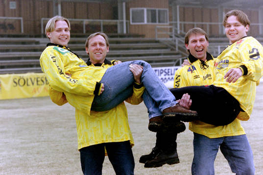 Sven-Bertil Andersson och Bo Andersson med sina söner