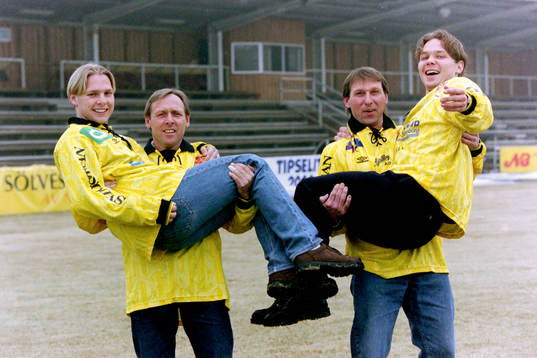Sven-Bertil Andersson och Bo Andersson med sina söner