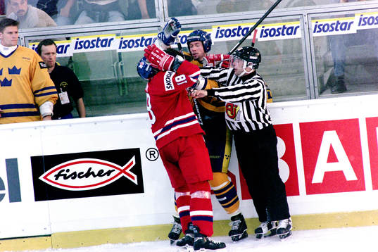 Radek Bonk, Tjeckien i bråk med Roger Johansson, Sverige
