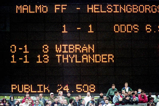 Resultattavlan på Malmö Stadion