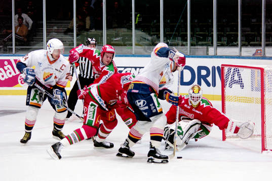 Situation framför Mikael Sandberg, målvakt i Frölunda