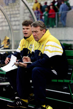 Peter Nilsson och Nils Andersson, förbundskapten i Sverige