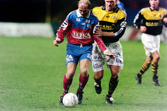 Peter Wibrån, Helsingborg med Johan Mjällby, AIK i ryggen