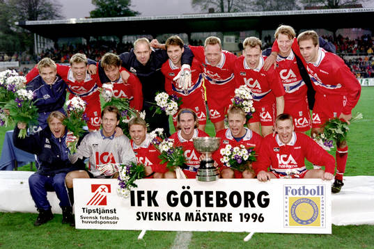 IFK Göteborg svenska mästare. Bakre raden fr. v Niclas