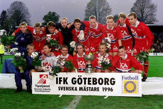 IFK Göteborg svenska mästare. Bakre raden fr. v Niclas