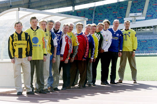 Tränarna fr. v Kjell Pettersson, Häcken, Sergej Prigoda,