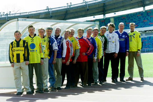 Tränarna fr. v Kjell Pettersson, Häcken, Sergej Prigoda,