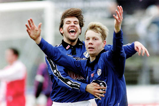 Stefan Selakovic och Robert Andersson, Halmstad jublar