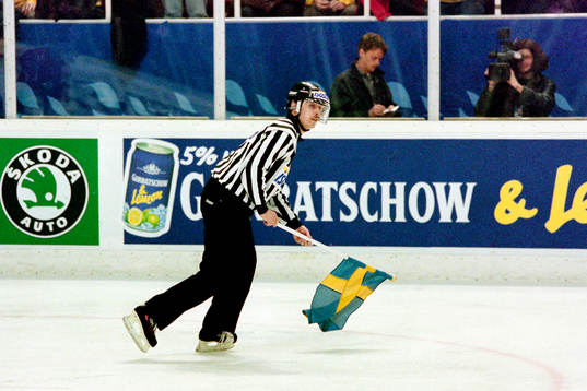 Domare med en svensk flagga