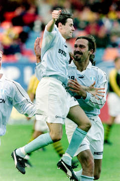 Yksel Osmanovski och Dejan Pavlovic, Malmö jublar