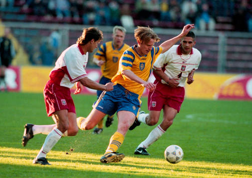 Kennet Andersson, Sverige, till höger Radoslaw Kaluzny