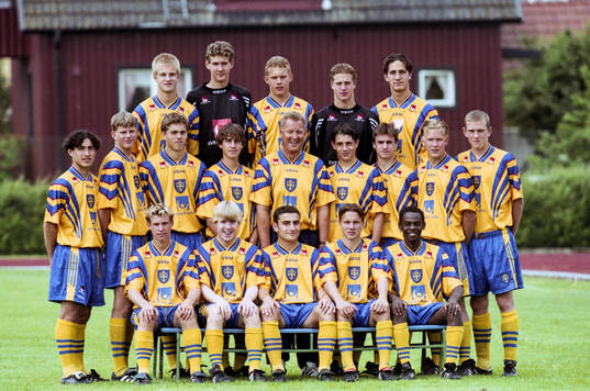Den svenska truppen med bl.a Andreas Isaksson, målvakt,