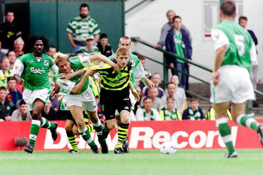Fotboll, Premier Division, Hibernian - Celtic, 2-1