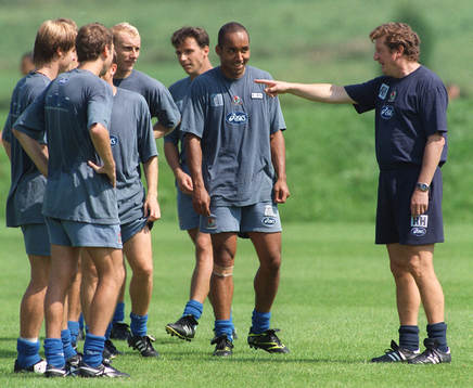 Fotboll Martin Dahlin och Roy Hodgson, Blackburn