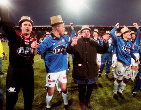 Halmstad, svenska mästare. Fredrik Ljungberg längst till