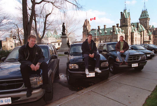 Daniel Alfredsson, Magnus Arvedson och Andreas Dackell,