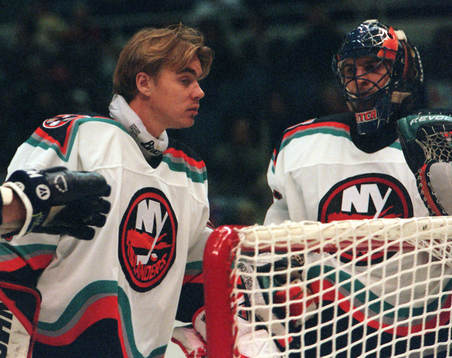Tommy Salo och Eric Fichaud New York Islanders