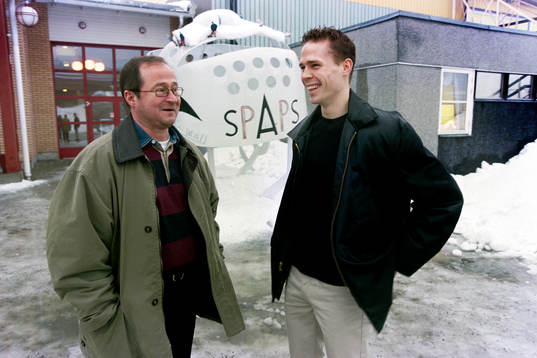 Peo Larsson, tränare och Mathias Bosson, Timrå