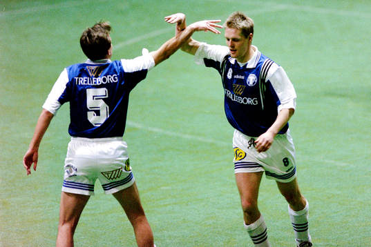 Vujadin Stanojkovic och Patrik Olsson, Trelleborg jublar