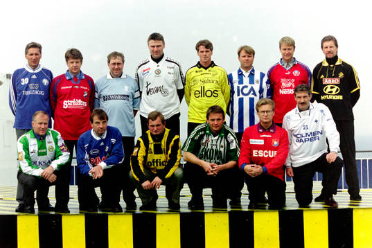 De allsvenska tränarna. Bakre raden fr. v Sören Cratz,
