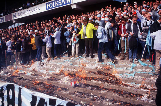 Läktarbrand på Malmö Stadion