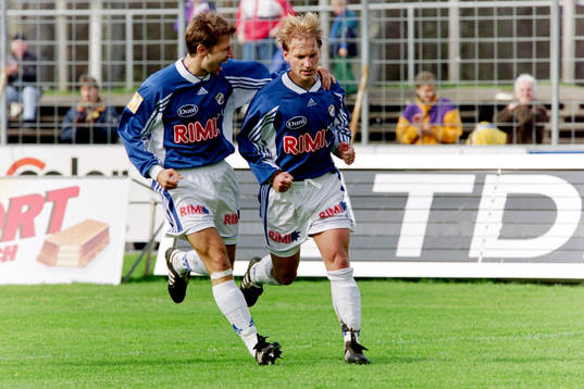 Stefan Selakovic och Fredrik Andersson, Halmstad jublar