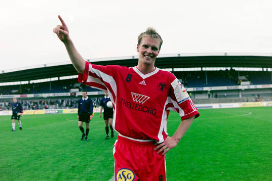 Patrik Olsson, Trelleborg målskytt och matchhjälte jublar