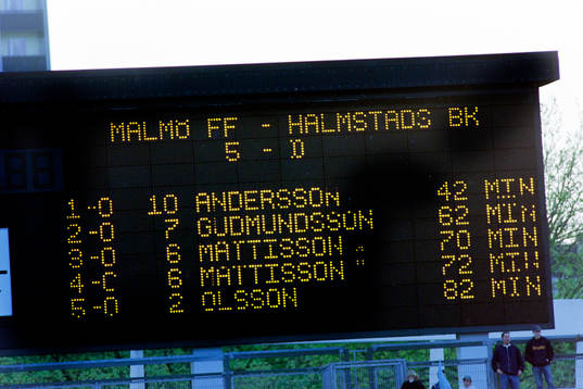 Resultattavlan på Malmö Stadion