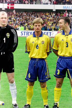 Magnus Hedman, målvakt, Stefan Schwarz och Patrik