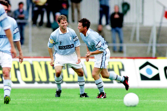 Niklas Gudmundsson och Daniel Andersson, Malmö jublar