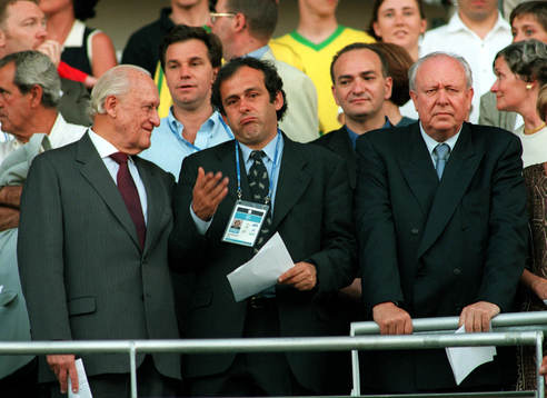 Joao Havelange (Fifa-president, president Fifa) och Michel