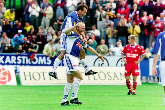 Fredrik Ljungberg och Torbjörn Arvidsson, Halmstad jublar