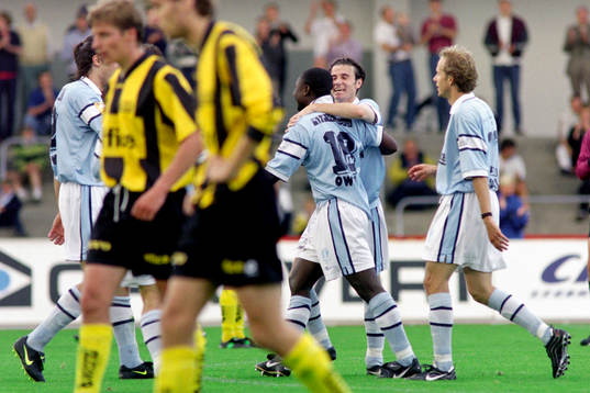 Yksel Osmanovski och Mike Owusu, Malmö jublar