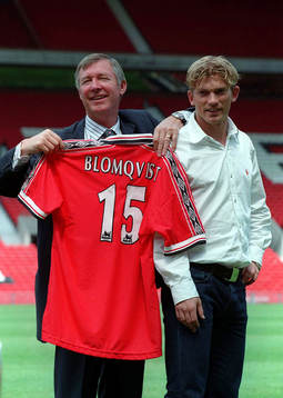 Manager Alex Ferguson och Jesper Blomqvist