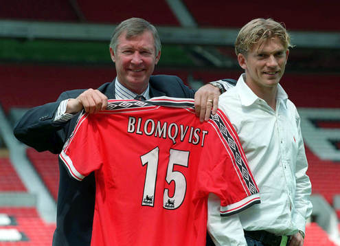 Manager Alex Ferguson och Jesper Blomqvist