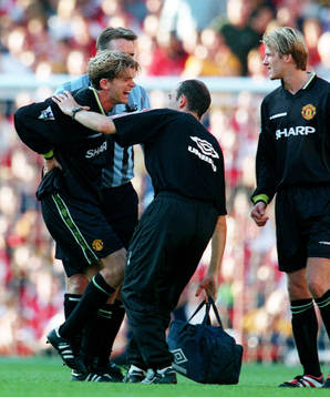 Jesper Blomqvist och David Beckham, Manchester U