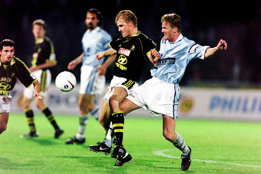 Johan Mjällby, AIK med Sverrir Sverrisson, Malmö i ryggen