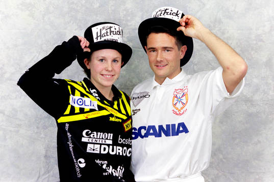 Segrarna Hanna Ljungberg, Umeå IK och Mario Jadonic,